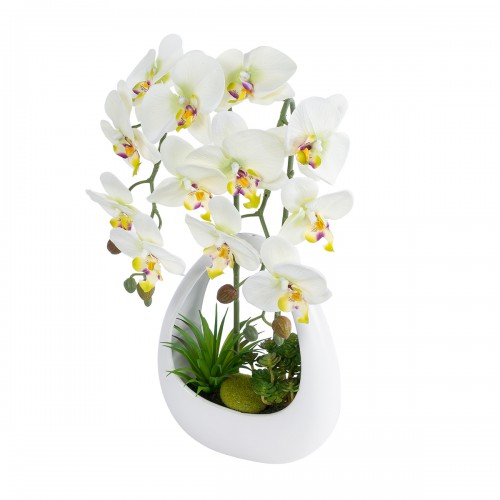 GloboStar® Artificial Garden WHITE ORCHID 21128 Διακοσμητικό Φυτό Λευκή Ορχιδέα Υ39cm Διακόσμηση - Φως - Χαλιά GloboStar® Artificial Garden WHITE ORCHID 21128 Διακοσμητικό Φυτό Λευκή Ορχιδέα Υ39cm Διακόσμηση - Φως - Χαλιά