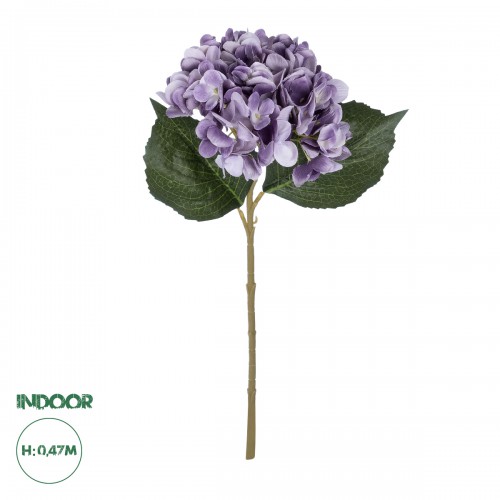 GloboStar® Artificial Garden PURPLE HYDRANGEA BRANCH 21181 Τεχνητό Διακοσμητικό Κλαδί Ορτανσίας Βαθύ Μωβ  Y47cm Διακόσμηση - Φως - Χαλιά