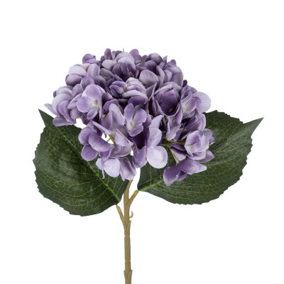 GloboStar® Artificial Garden PURPLE HYDRANGEA BRANCH 21181 Τεχνητό Διακοσμητικό Κλαδί Ορτανσίας Βαθύ Μωβ  Y47cm Διακόσμηση - Φως - Χαλιά