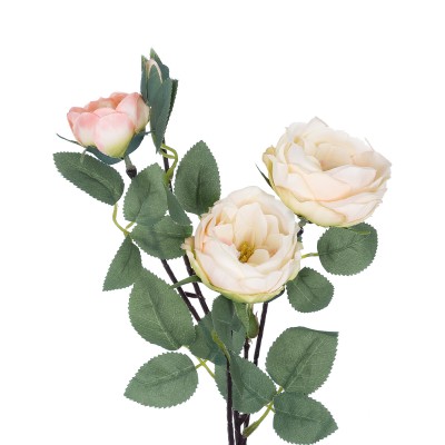 GloboStar® Artificial Garden CHAMPAGNE CLIMBING ROSE BRANCH 21183 Τεχνητό Διακοσμητικό Κλαδί Τριαντάφυλλο Σαμπανιζέ Y70cm Διακόσμηση - Φως - Χαλιά