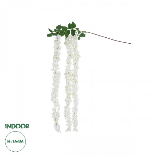 GloboStar® Artificial Garden WHITE WISTERIA FLOWER BRANCH 21516 Τεχνητό Διακοσμητικό κλαδί Βιστέρια Λευκό Φ45 x Υ164cm Διακόσμηση - Φως - Χαλιά