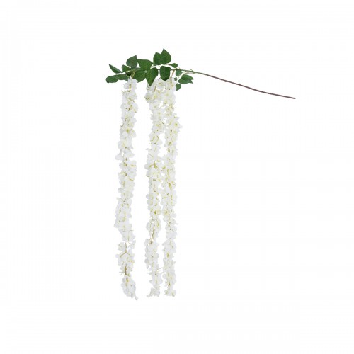 GloboStar® Artificial Garden WHITE WISTERIA FLOWER BRANCH 21516 Τεχνητό Διακοσμητικό κλαδί Βιστέρια Λευκό Φ45 x Υ164cm Διακόσμηση - Φως - Χαλιά