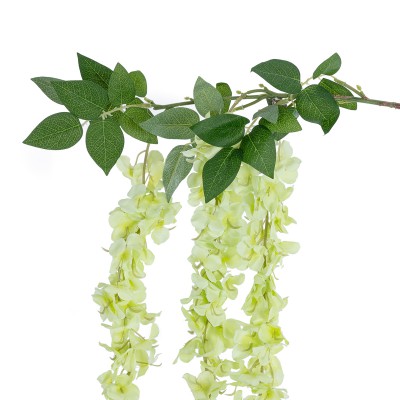 GloboStar® Artificial Garden GREEN WISTERIA FLOWER BRANCH 21520 Τεχνητό Διακοσμητικό κλαδί Βιστέρια Πράσινο Φ45 x Υ164cm Διακόσμηση - Φως - Χαλιά