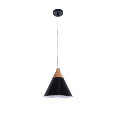 GloboStar® SHADE 00906 Μοντέρνο Κρεμαστό Φωτιστικό Οροφής Μονόφωτο 1 x E27 Μαύρο Μεταλλικό με Ξύλο Καμπάνα Φ23 x Υ22cm Διακόσμηση - Φωτισμός - Χαλιά GloboStar® SHADE 00906 Μοντέρνο Κρεμαστό Φωτιστικό Οροφής Μονόφωτο 1 x E27 Μαύρο Μεταλλικό με Ξύλο Καμπάνα Φ23 x Υ22cm Διακόσμηση - Φωτισμός - Χαλιά