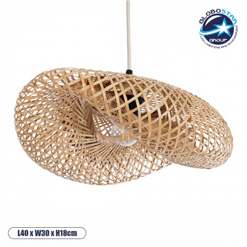 GloboStar® MEXICO 00718 Vintage Κρεμαστό Φωτιστικό Οροφής Μονόφωτο 1 x E27 Μπεζ Ξύλινο Bamboo Μ40 x Π30 x Y18cm Διακόσμηση - Φωτισμός - Χαλιά GloboStar® MEXICO 00718 Vintage Κρεμαστό Φωτιστικό Οροφής Μονόφωτο 1 x E27 Μπεζ Ξύλινο Bamboo Μ40 x Π30 x Y18cm Διακόσμηση - Φωτισμός - Χαλιά