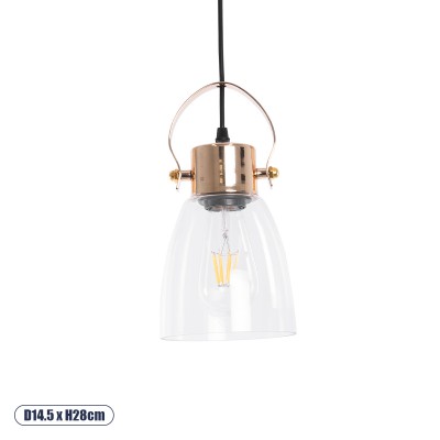 GLOBOSTAR® JAVER 00934 Vintage Κρεμαστό Φωτιστικό Οροφής με Ντουί 1 x E27 AC 220-240V IP20 - Διάφανο & Χάλκινο - Μ14.5 x Π14.5 x Υ28cm GLOBOSTAR® JAVER 00934 Vintage Κρεμαστό Φωτιστικό Οροφής με Ντουί 1 x E27 AC 220-240V IP20 - Διάφανο & Χάλκινο - Μ14.5 x Π14.5 x Υ28cm