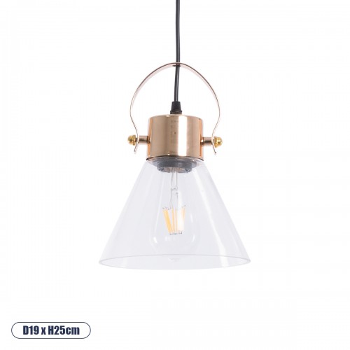 GLOBOSTAR® JAVER 00935 Vintage Κρεμαστό Φωτιστικό Οροφής με Ντουί 1 x E27 AC 220-240V IP20 - Διάφανο & Χάλκινο - Μ19 x Π19 x Υ25cm GLOBOSTAR® JAVER 00935 Vintage Κρεμαστό Φωτιστικό Οροφής με Ντουί 1 x E27 AC 220-240V IP20 - Διάφανο & Χάλκινο - Μ19 x Π19 x Υ25cm