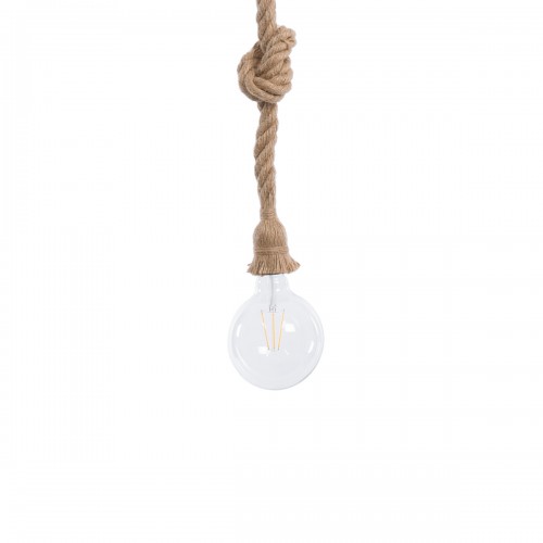 GloboStar® ROPE 01018 Vintage Industrial Κρεμαστό Φωτιστικό Οροφής Μονόφωτο 1 x E27 με 2 μέτρα Μπεζ Σχοινί Φ3.5 x Y200cm Διακόσμηση - Φωτισμός - Χαλιά
