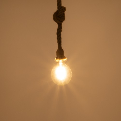 GloboStar® ROPE 01018 Vintage Industrial Κρεμαστό Φωτιστικό Οροφής Μονόφωτο 1 x E27 με 2 μέτρα Μπεζ Σχοινί Φ3.5 x Y200cm Διακόσμηση - Φωτισμός - Χαλιά