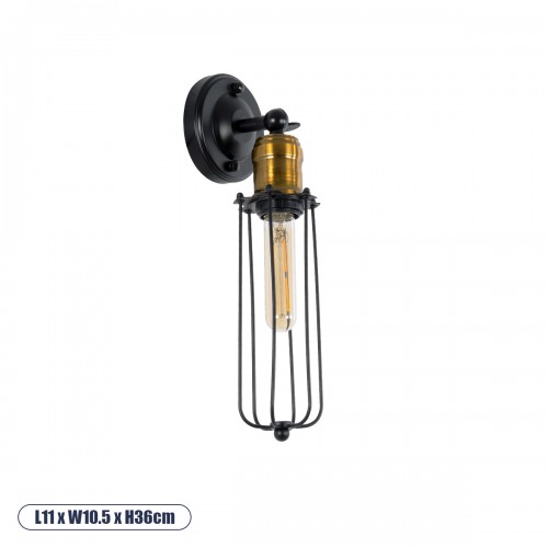 GloboStar® ANCUS 01055 Vintage Industrial Φωτιστικό Τοίχου Απλίκα Μονόφωτο Μαύρο Μεταλλικό Πλέγμα Φ10 x Μ13 x Π10 x Υ36cm Διακόσμηση - Φωτισμός - Χαλιά GloboStar® ANCUS 01055 Vintage Industrial Φωτιστικό Τοίχου Απλίκα Μονόφωτο Μαύρο Μεταλλικό Πλέγμα Φ10 x Μ13 x Π10 x Υ36cm Διακόσμηση - Φωτισμός - Χαλιά