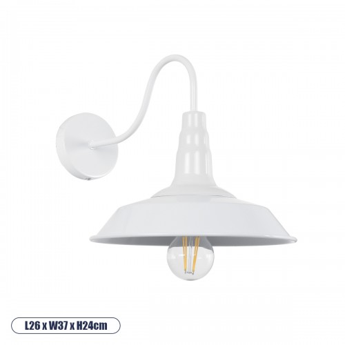 GloboStar® SORD 01066 Vintage Industrial Φωτιστικό Τοίχου Απλίκα Μονόφωτο Λευκό Μεταλλικό Καμπάνα Φ26 x Μ37 x Π26 x Υ32cm Διακόσμηση - Φωτισμός - Χαλιά GloboStar® SORD 01066 Vintage Industrial Φωτιστικό Τοίχου Απλίκα Μονόφωτο Λευκό Μεταλλικό Καμπάνα Φ26 x Μ37 x Π26 x Υ32cm Διακόσμηση - Φωτισμός - Χαλιά