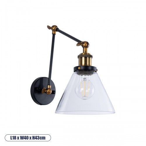 GloboStar® OLIVIA 01068 Vintage Φωτιστικό Τοίχου Απλίκα Μονόφωτο με Σπαστό Μεταλλικό Βραχίονα και Γυάλινη Καμπάνα Φ19 x Μ63 x Π19 x Υ77cm Διακόσμηση - Φωτισμός - Χαλιά GloboStar® OLIVIA 01068 Vintage Φωτιστικό Τοίχου Απλίκα Μονόφωτο με Σπαστό Μεταλλικό Βραχίονα και Γυάλινη Καμπάνα Φ19 x Μ63 x Π19 x Υ77cm Διακόσμηση - Φωτισμός - Χαλιά