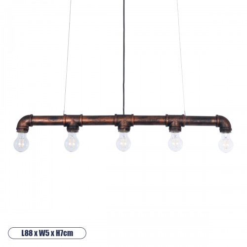 GloboStar® CANAL 01070 Vintage Industrial Κρεμαστό Φωτιστικό Οροφής Πολύφωτο 5 x E27 Καφέ Σκουριά Μεταλλικό Ράγα Μ88 x Π4.5 x Y7cm Διακόσμηση - Φωτισμός - Χαλιά GloboStar® CANAL 01070 Vintage Industrial Κρεμαστό Φωτιστικό Οροφής Πολύφωτο 5 x E27 Καφέ Σκουριά Μεταλλικό Ράγα Μ88 x Π4.5 x Y7cm Διακόσμηση - Φωτισμός - Χαλιά