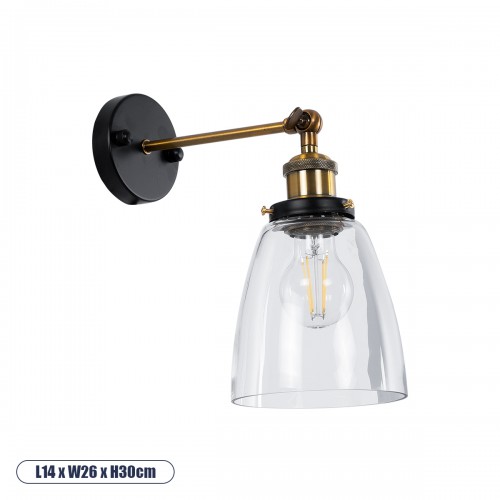 GloboStar® LYDIA 01071 Vintage Φωτιστικό Τοίχου Απλίκα Μονόφωτο Χρυσό Μεταλλικό με Γυάλινη Καμπάνα Φ14 x Μ25.5 x Π14.5 x Υ29.5cm Διακόσμηση - Φωτισμός - Χαλιά GloboStar® LYDIA 01071 Vintage Φωτιστικό Τοίχου Απλίκα Μονόφωτο Χρυσό Μεταλλικό με Γυάλινη Καμπάνα Φ14 x Μ25.5 x Π14.5 x Υ29.5cm Διακόσμηση - Φωτισμός - Χαλιά