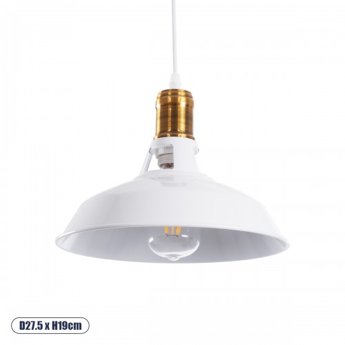GloboStar® ANER 01072 Vintage Industrial Κρεμαστό Φωτιστικό Οροφής Μονόφωτο Λευκό Μεταλλικό Καμπάνα Φ28 x Y17cm Διακόσμηση - Φωτισμός - Χαλιά GloboStar® ANER 01072 Vintage Industrial Κρεμαστό Φωτιστικό Οροφής Μονόφωτο Λευκό Μεταλλικό Καμπάνα Φ28 x Y17cm Διακόσμηση - Φωτισμός - Χαλιά