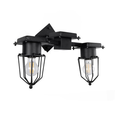 GLOBOSTAR® TORO 01079 Vintage Φωτιστικό Τοίχου - Απλίκα με Ντουί 2 x E27 AC 220-240V IP20 - Μαύρο - Μ44 x Π33 x Υ21cm GLOBOSTAR® TORO 01079 Vintage Φωτιστικό Τοίχου - Απλίκα με Ντουί 2 x E27 AC 220-240V IP20 - Μαύρο - Μ44 x Π33 x Υ21cm