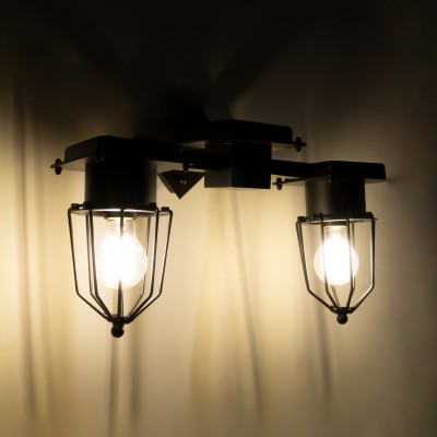 GLOBOSTAR® TORO 01079 Vintage Φωτιστικό Τοίχου - Απλίκα με Ντουί 2 x E27 AC 220-240V IP20 - Μαύρο - Μ44 x Π33 x Υ21cm GLOBOSTAR® TORO 01079 Vintage Φωτιστικό Τοίχου - Απλίκα με Ντουί 2 x E27 AC 220-240V IP20 - Μαύρο - Μ44 x Π33 x Υ21cm