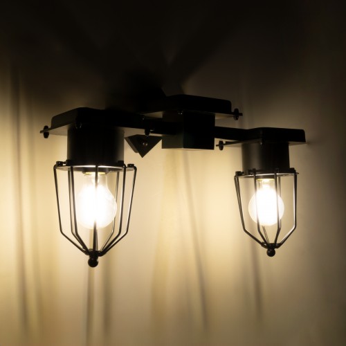 GLOBOSTAR® TORO 01079 Vintage Φωτιστικό Τοίχου - Απλίκα με Ντουί 2 x E27 AC 220-240V IP20 - Μαύρο - Μ44 x Π33 x Υ21cm GLOBOSTAR® TORO 01079 Vintage Φωτιστικό Τοίχου - Απλίκα με Ντουί 2 x E27 AC 220-240V IP20 - Μαύρο - Μ44 x Π33 x Υ21cm