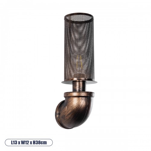 GLOBOSTAR® RAZA 01105 Vintage Φωτιστικό Τοίχου - Απλίκα με Ντουί 1 x E27 AC 220-240V IP20 - Χάλκινο - Μ13 x Π12 x Υ38cm GLOBOSTAR® RAZA 01105 Vintage Φωτιστικό Τοίχου - Απλίκα με Ντουί 1 x E27 AC 220-240V IP20 - Χάλκινο - Μ13 x Π12 x Υ38cm