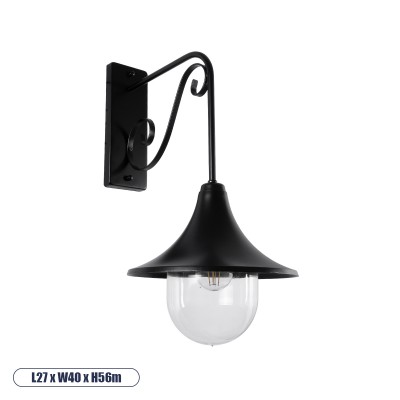 GLOBOSTAR® ANNIEL 01123 Vintage Φωτιστικό Τοίχου - Απλίκα με Ντουί 1 x E27 AC 220-240V IP20 - Μαύρο - Μ25 x Π32 x Υ50cm