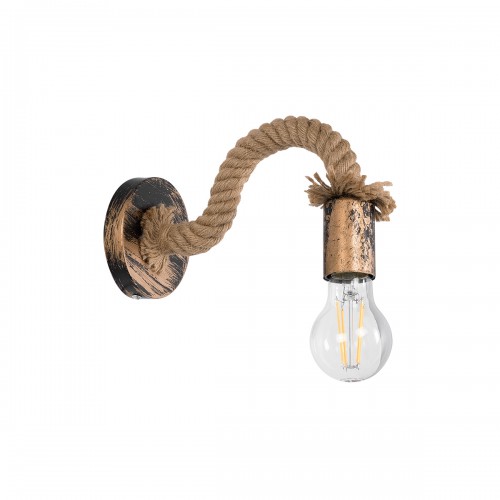 GloboStar® SADON 01126 Vintage Φωτιστικό Τοίχου Απλίκα Μονόφωτο Μπρούτζινο Σκουριά Μεταλλικό με Μπεζ Σχοινί Μ22 x Π10 x Υ15cm Διακόσμηση - Φωτισμός - Χαλιά GloboStar® SADON 01126 Vintage Φωτιστικό Τοίχου Απλίκα Μονόφωτο Μπρούτζινο Σκουριά Μεταλλικό με Μπεζ Σχοινί Μ22 x Π10 x Υ15cm Διακόσμηση - Φωτισμός - Χαλιά