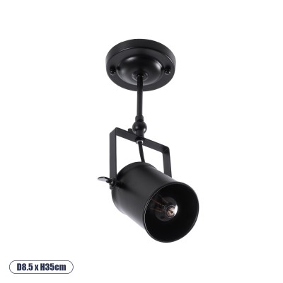 GLOBOSTAR® HOLLYWOOD 01153 Vintage Φωτιστικό Οροφής με Ντουί 1 x E27 AC 220-240V IP20 - Μαύρο - Μ8.5 x Π8.5 x Υ35cm
