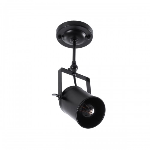 GloboStar® HOLLYWOOD 01153 Vintage Φωτιστικό Οροφής Μονόφωτο Μαύρο Μεταλλικό Ράγα Φ10 x Y35.5CM Διακόσμηση - Φωτισμός - Χαλιά