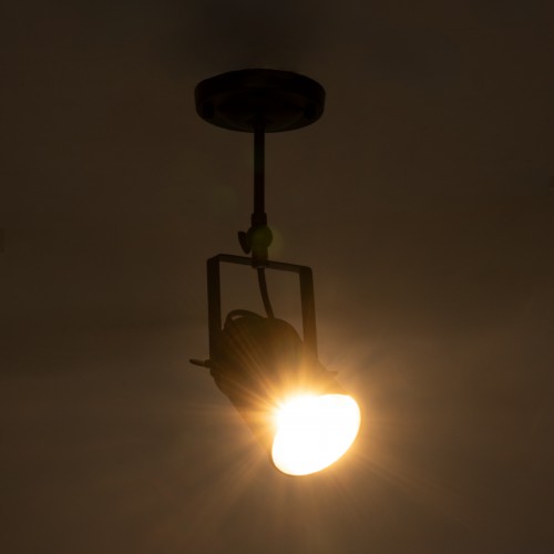 GloboStar® HOLLYWOOD 01153 Vintage Φωτιστικό Οροφής Μονόφωτο Μαύρο Μεταλλικό Ράγα Φ10 x Y35.5CM Διακόσμηση - Φωτισμός - Χαλιά