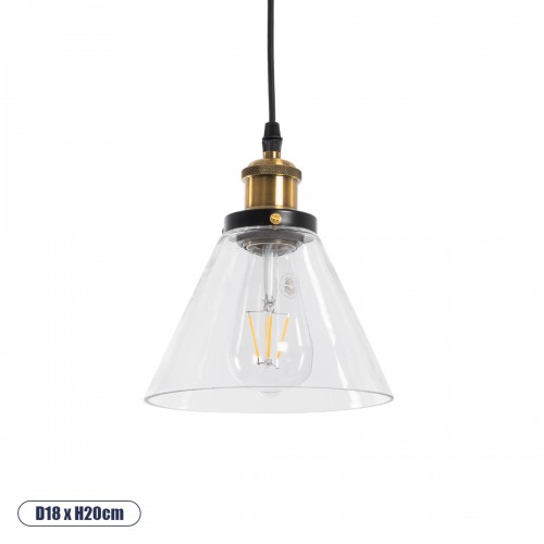 GloboStar® CONE 01169 Vintage Κρεμαστό Φωτιστικό Οροφής Μονόφωτο 1 x E27 Γυάλινο Καμπάνα Φ18 x Y20cm Διακόσμηση - Φωτισμός - Χαλιά GloboStar® CONE 01169 Vintage Κρεμαστό Φωτιστικό Οροφής Μονόφωτο 1 x E27 Γυάλινο Καμπάνα Φ18 x Y20cm Διακόσμηση - Φωτισμός - Χαλιά