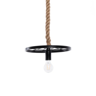 GLOBOSTAR® VELO 01185 Vintage Κρεμαστό Φωτιστικό Οροφής με Ντουί 1 x E27 AC 220-240V IP20 - Μαύρο & Μπεζ - Μ30 x Π30 x Υ12cm