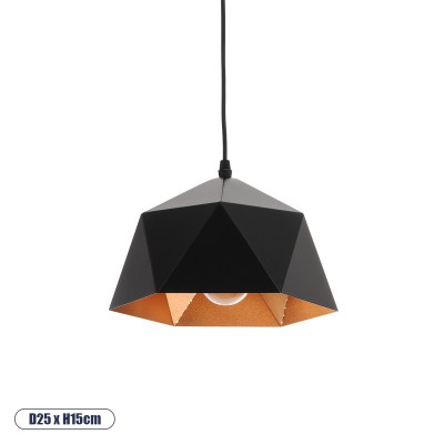 GLOBOSTAR® HEXAGON 01194 Μοντέρνο Κρεμαστό Φωτιστικό Οροφής με Ντουί 1 x E27 AC 220-240V IP20 - Μαύρο & Χρυσό - Μ25 x Π25 x Υ15cm GLOBOSTAR® HEXAGON 01194 Μοντέρνο Κρεμαστό Φωτιστικό Οροφής με Ντουί 1 x E27 AC 220-240V IP20 - Μαύρο & Χρυσό - Μ25 x Π25 x Υ15cm