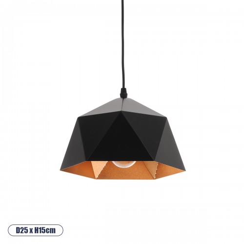 GLOBOSTAR® HEXAGON 01194 Μοντέρνο Κρεμαστό Φωτιστικό Οροφής με Ντουί 1 x E27 AC 220-240V IP20 - Μαύρο & Χρυσό - Μ25 x Π25 x Υ15cm GLOBOSTAR® HEXAGON 01194 Μοντέρνο Κρεμαστό Φωτιστικό Οροφής με Ντουί 1 x E27 AC 220-240V IP20 - Μαύρο & Χρυσό - Μ25 x Π25 x Υ15cm