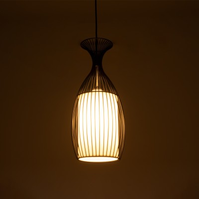 GLOBOSTAR® REA 01196 Μοντέρνο Κρεμαστό Φωτιστικό Οροφής με Ντουί 1 x E27 AC 220-240V IP20 - Μαύρο & Λευκό - Μ18 x Π18 x Υ43cm