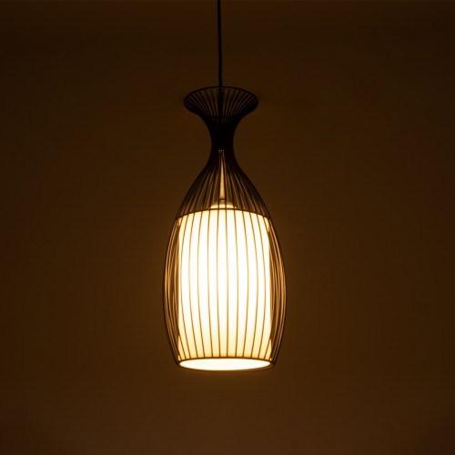 GLOBOSTAR® REA 01196 Μοντέρνο Κρεμαστό Φωτιστικό Οροφής με Ντουί 1 x E27 AC 220-240V IP20 - Μαύρο & Λευκό - Μ18 x Π18 x Υ43cm