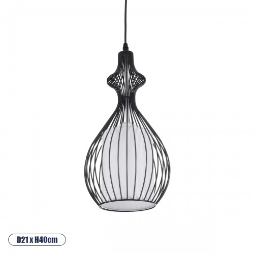 GLOBOSTAR® REA 01197 Μοντέρνο Κρεμαστό Φωτιστικό Οροφής με Ντουί 1 x E27 AC 220-240V IP20 - Μαύρο & Λευκό - Μ21 x Π21 x Υ40cm
