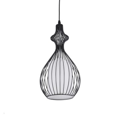 GLOBOSTAR® REA 01197 Μοντέρνο Κρεμαστό Φωτιστικό Οροφής με Ντουί 1 x E27 AC 220-240V IP20 - Μαύρο & Λευκό - Μ21 x Π21 x Υ40cm