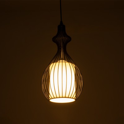 GLOBOSTAR® REA 01197 Μοντέρνο Κρεμαστό Φωτιστικό Οροφής με Ντουί 1 x E27 AC 220-240V IP20 - Μαύρο & Λευκό - Μ21 x Π21 x Υ40cm