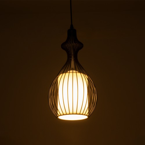 GLOBOSTAR® REA 01197 Μοντέρνο Κρεμαστό Φωτιστικό Οροφής με Ντουί 1 x E27 AC 220-240V IP20 - Μαύρο & Λευκό - Μ21 x Π21 x Υ40cm