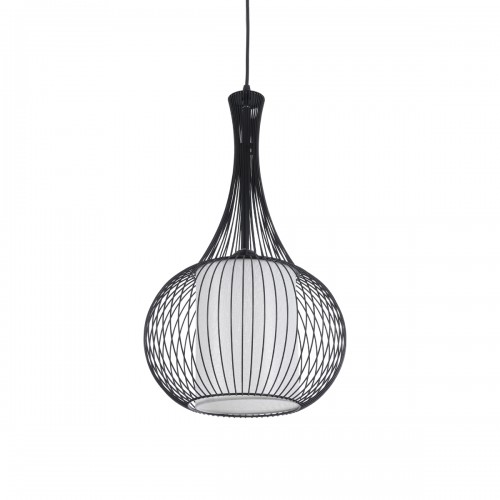 GLOBOSTAR® LILY 01198 Μοντέρνο Κρεμαστό Φωτιστικό Οροφής με Ντουί 1 x E27 AC 220-240V IP20 - Μαύρο & Λευκό - Μ30 x Π30 x Υ50cm
