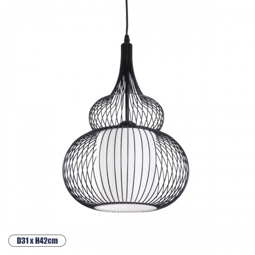 GLOBOSTAR® LILY 01199 Μοντέρνο Κρεμαστό Φωτιστικό Οροφής με Ντουί 1 x E27 AC 220-240V IP20 - Μαύρο & Λευκό - Μ31 x Π31 x Υ42cm