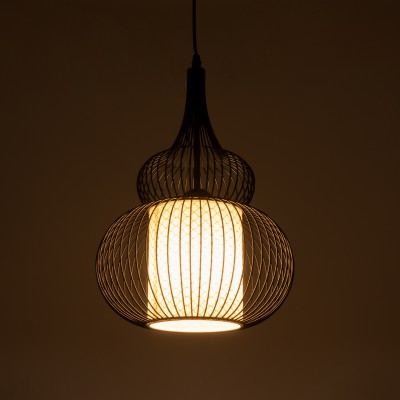 GLOBOSTAR® LILY 01199 Μοντέρνο Κρεμαστό Φωτιστικό Οροφής με Ντουί 1 x E27 AC 220-240V IP20 - Μαύρο & Λευκό - Μ31 x Π31 x Υ42cm