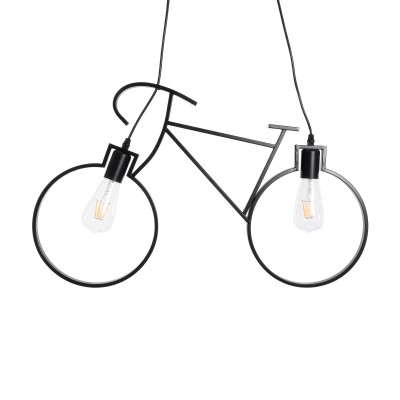 GLOBOSTAR® BIKE 01213 Vintage Κρεμαστό Φωτιστικό Οροφής με Ντουί 2 x E27 AC 220-240V IP20 - Μαύρο - Μ67 x Π3.5 x Υ41cm GLOBOSTAR® BIKE 01213 Vintage Κρεμαστό Φωτιστικό Οροφής με Ντουί 2 x E27 AC 220-240V IP20 - Μαύρο - Μ67 x Π3.5 x Υ41cm