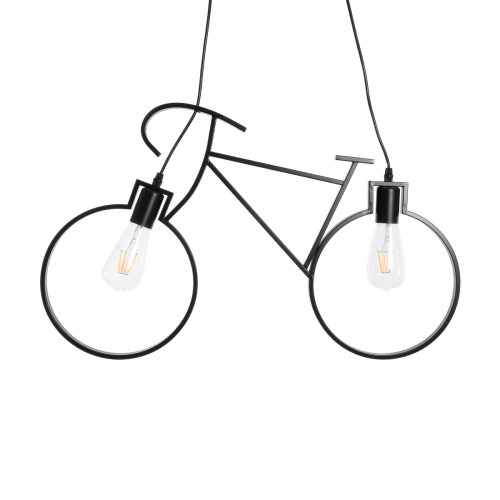 GloboStar® BIKE BLACK 01213 Vintage Κρεμαστό Φωτιστικό Οροφής Δίφωτο 2 x E27 Μαύρο Μεταλλικό Μ67 x Π1.5 x Υ41cm Διακόσμηση - Φωτισμός - Χαλιά