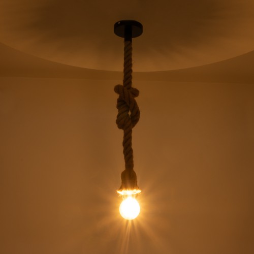 GLOBOSTAR® ROPE 01278 Vintage Κρεμαστό Φωτιστικό Οροφής με Ντουί 1 x E27 AC 220-240V IP20 - Μπεζ - Μ3.5 x Π3.5 x Y100cm GLOBOSTAR® ROPE 01278 Vintage Κρεμαστό Φωτιστικό Οροφής με Ντουί 1 x E27 AC 220-240V IP20 - Μπεζ - Μ3.5 x Π3.5 x Y100cm