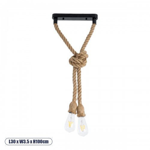 GloboStar® ROPE 01279 Vintage Industrial Κρεμαστό Φωτιστικό Οροφής Δίφωτο 2 x E27 με 1 μέτρο Μπεζ Σχοινί Φ3.5 x Y100cm Διακόσμηση - Φωτισμός - Χαλιά GloboStar® ROPE 01279 Vintage Industrial Κρεμαστό Φωτιστικό Οροφής Δίφωτο 2 x E27 με 1 μέτρο Μπεζ Σχοινί Φ3.5 x Y100cm Διακόσμηση - Φωτισμός - Χαλιά