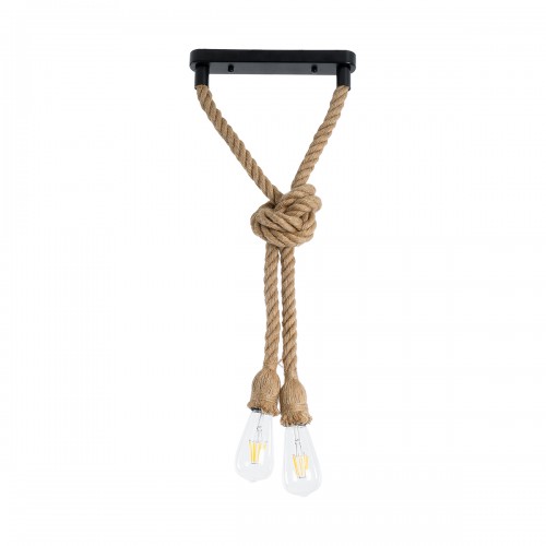 GloboStar® ROPE 01279 Vintage Industrial Κρεμαστό Φωτιστικό Οροφής Δίφωτο 2 x E27 με 1 μέτρο Μπεζ Σχοινί Φ3.5 x Y100cm Διακόσμηση - Φωτισμός - Χαλιά GloboStar® ROPE 01279 Vintage Industrial Κρεμαστό Φωτιστικό Οροφής Δίφωτο 2 x E27 με 1 μέτρο Μπεζ Σχοινί Φ3.5 x Y100cm Διακόσμηση - Φωτισμός - Χαλιά
