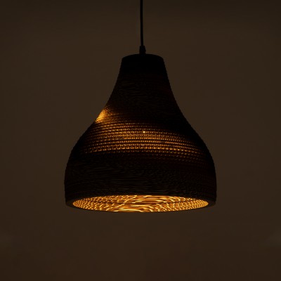 GloboStar® MYKONOS 01292 Vintage Κρεμαστό Φωτιστικό Οροφής Μονόφωτο 3D από Επεξεργασμένο Σκληρό Καφέ Χαρτόνι Καμπάνα Φ30 x Y30cm Διακόσμηση - Φωτισμός - Χαλιά