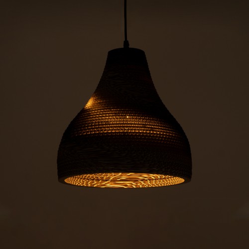 GloboStar® MYKONOS 01292 Vintage Κρεμαστό Φωτιστικό Οροφής Μονόφωτο 3D από Επεξεργασμένο Σκληρό Καφέ Χαρτόνι Καμπάνα Φ30 x Y30cm Διακόσμηση - Φωτισμός - Χαλιά