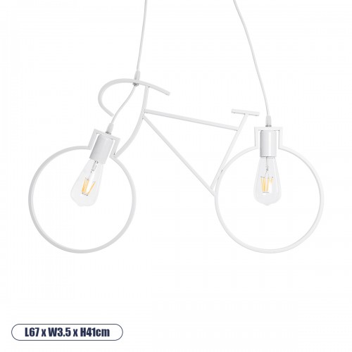 GloboStar® BIKE WHITE 01300 Vintage Κρεμαστό Φωτιστικό Οροφής Δίφωτο 2 x E27 Λευκό Μεταλλικό Μ67 x Π1.5 x Υ41cm Διακόσμηση - Φωτισμός - Χαλιά GloboStar® BIKE WHITE 01300 Vintage Κρεμαστό Φωτιστικό Οροφής Δίφωτο 2 x E27 Λευκό Μεταλλικό Μ67 x Π1.5 x Υ41cm Διακόσμηση - Φωτισμός - Χαλιά