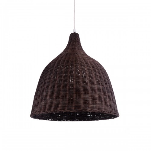 GloboStar® BAHAMAS 01368 Vintage Κρεμαστό Φωτιστικό Οροφής Μονόφωτο 1 x E27 Καφέ Σκούρο Ξύλινο Ψάθινο Bamboo Φ45 x Υ47cm Διακόσμηση - Φωτισμός - Χαλιά